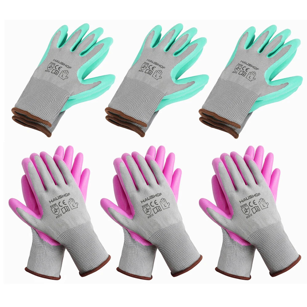 6 Pairs Gardening Gloves Mens Womens Nitrile Coated Digging Planting