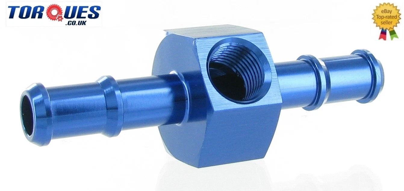 8mm Barb Push On With 1/8" Npt Side Port Gauge Adapter Take Off Blue