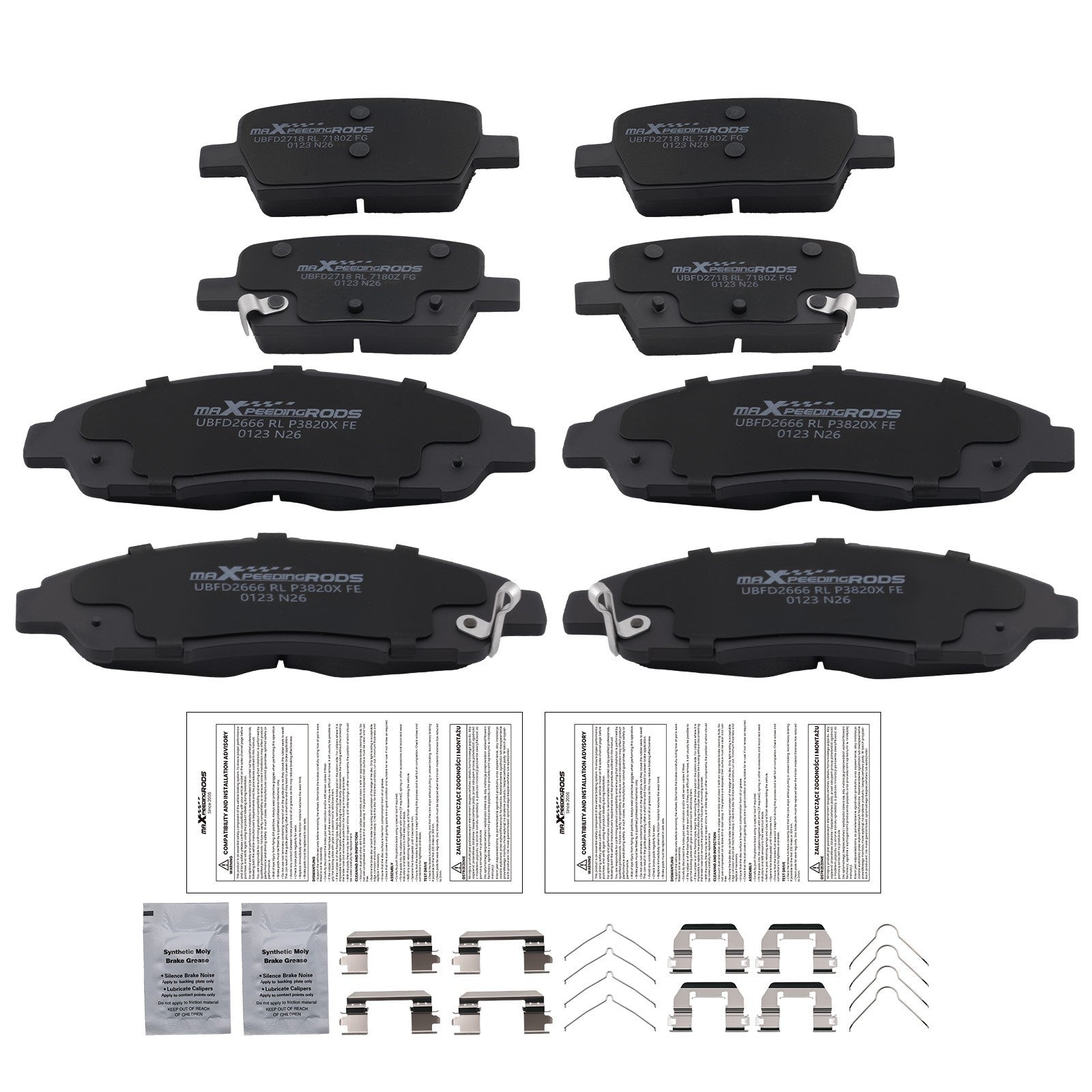 8x Front Rear Brake Pads Kit for Buick Enclave 2018-2020 GMC Acadia
