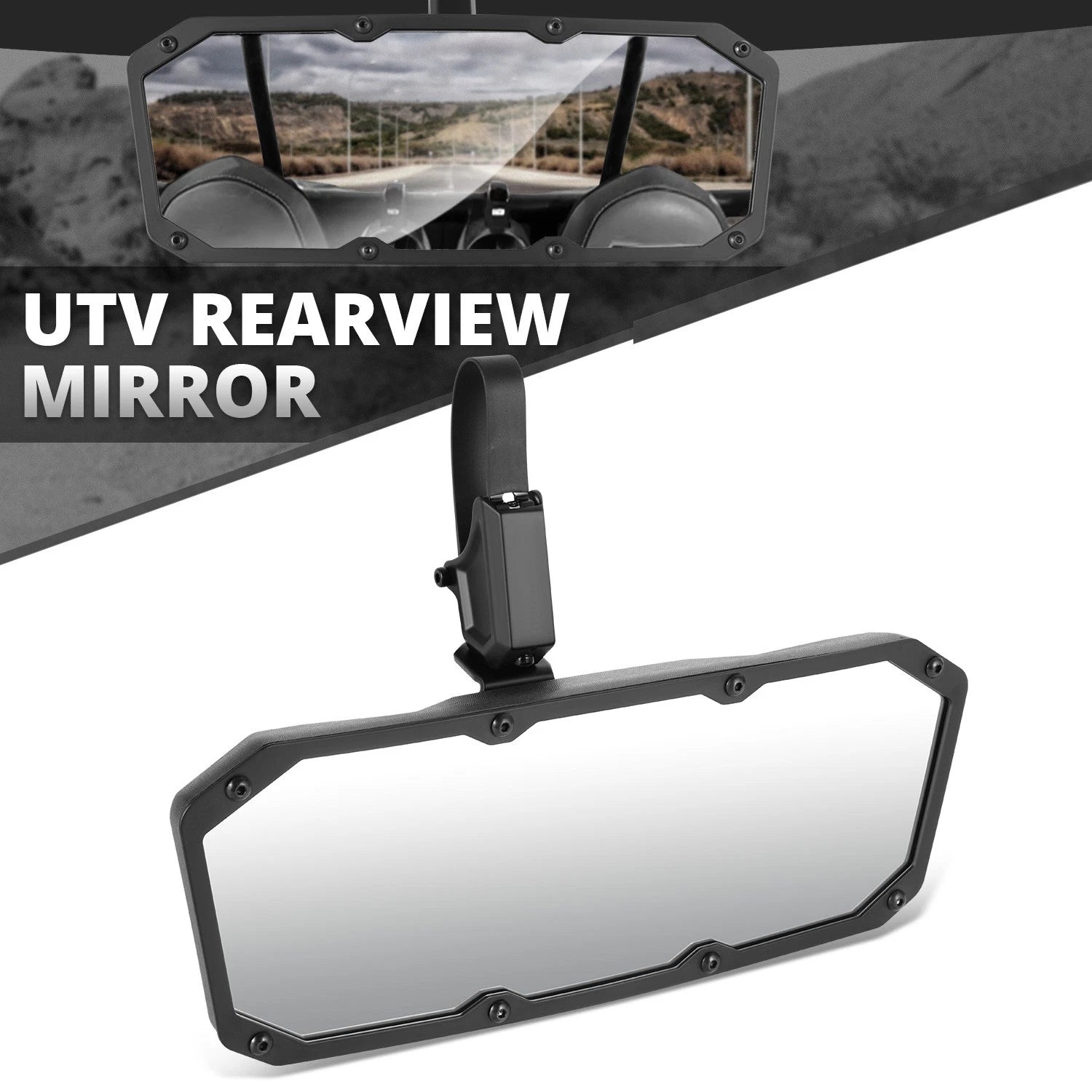 Fit Universal Utv White Glass Auto Reset Rearview Mirror Roll Cage