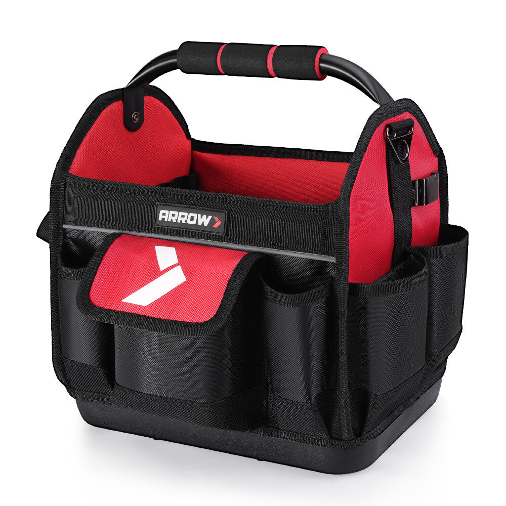 Arrow 12" Tool Tote 19 Pocket Hard Base Electrician Tool Bag