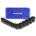WORKPRO 14pc 1/2-Drive Shallow Impact Socket Set SAE 3/8–1-1/4"