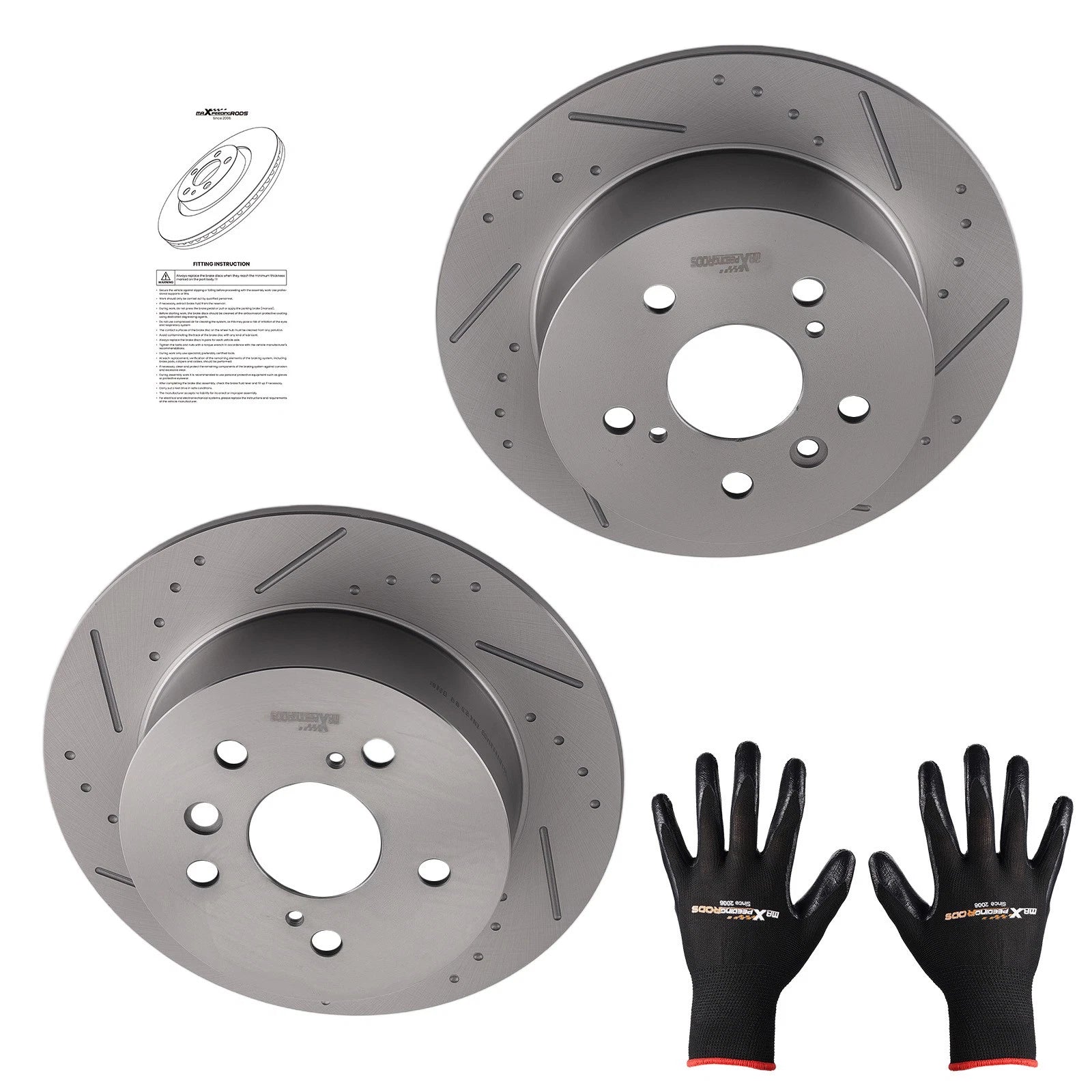 Rear Drille&amp;Slotted Brake Rotors for Toyota Avalon 2008-2012 Camry 2007-2011