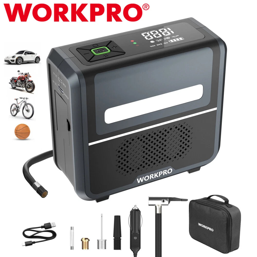 Workpro 3-in-1 Tire Inflator Portable 12V Air Pump Compressor 150PSI