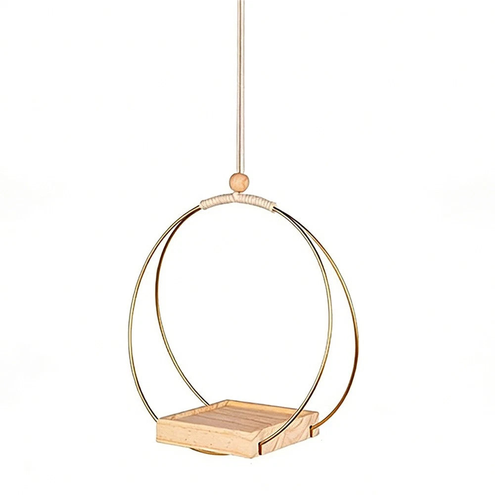 Circular Hanging Plant Rack For For Aerial Plants Sturdy Iron Wood