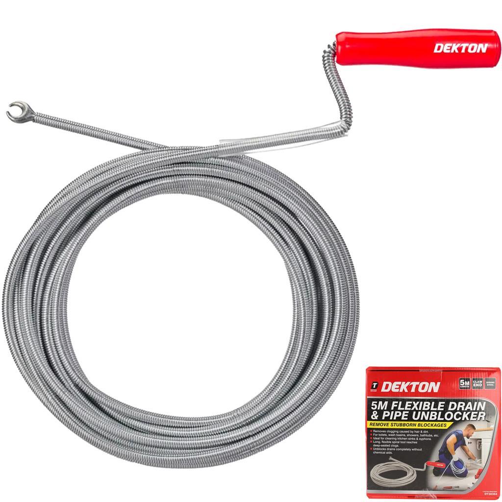 Dekton 5m Drain Waste Pipe Cleaner Rod