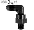 AN -6 (AN6 AN 06) to 1/8" NPT 90 Degree FORGED Swivel Adapter Black