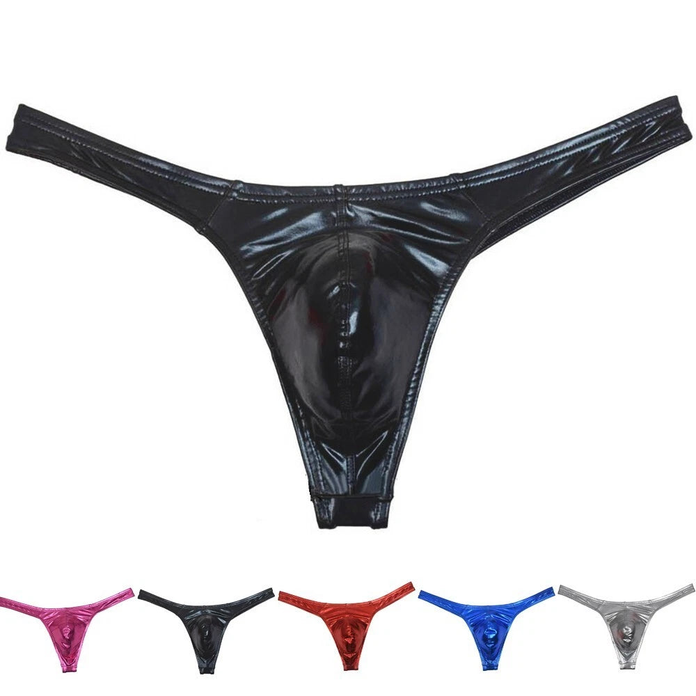 Men Sexy Shiny For Lingerie G-string Thong Low Rise Bikini Briefs