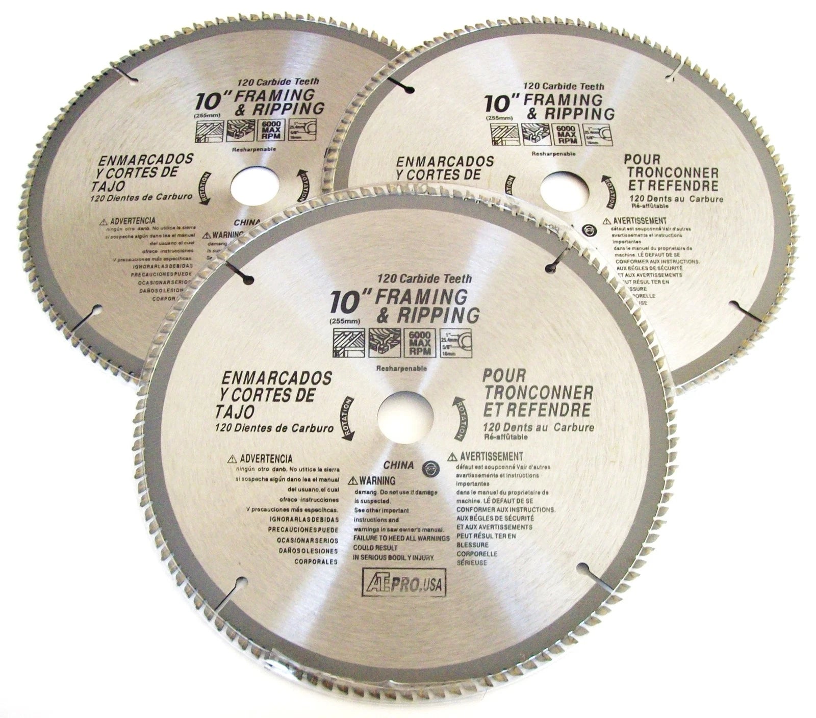 3 Ate Pro 10" Circular Table Miter Saw Blades 120t 120 Tooth Carbide