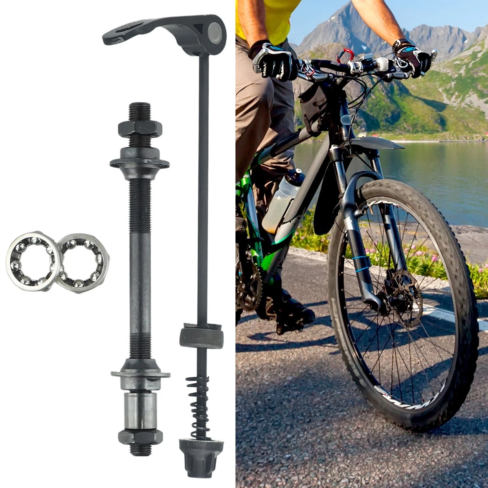 Bike Bicycle Axle Front Rear Quick Release Skewers With 25mm 1/4 Hub