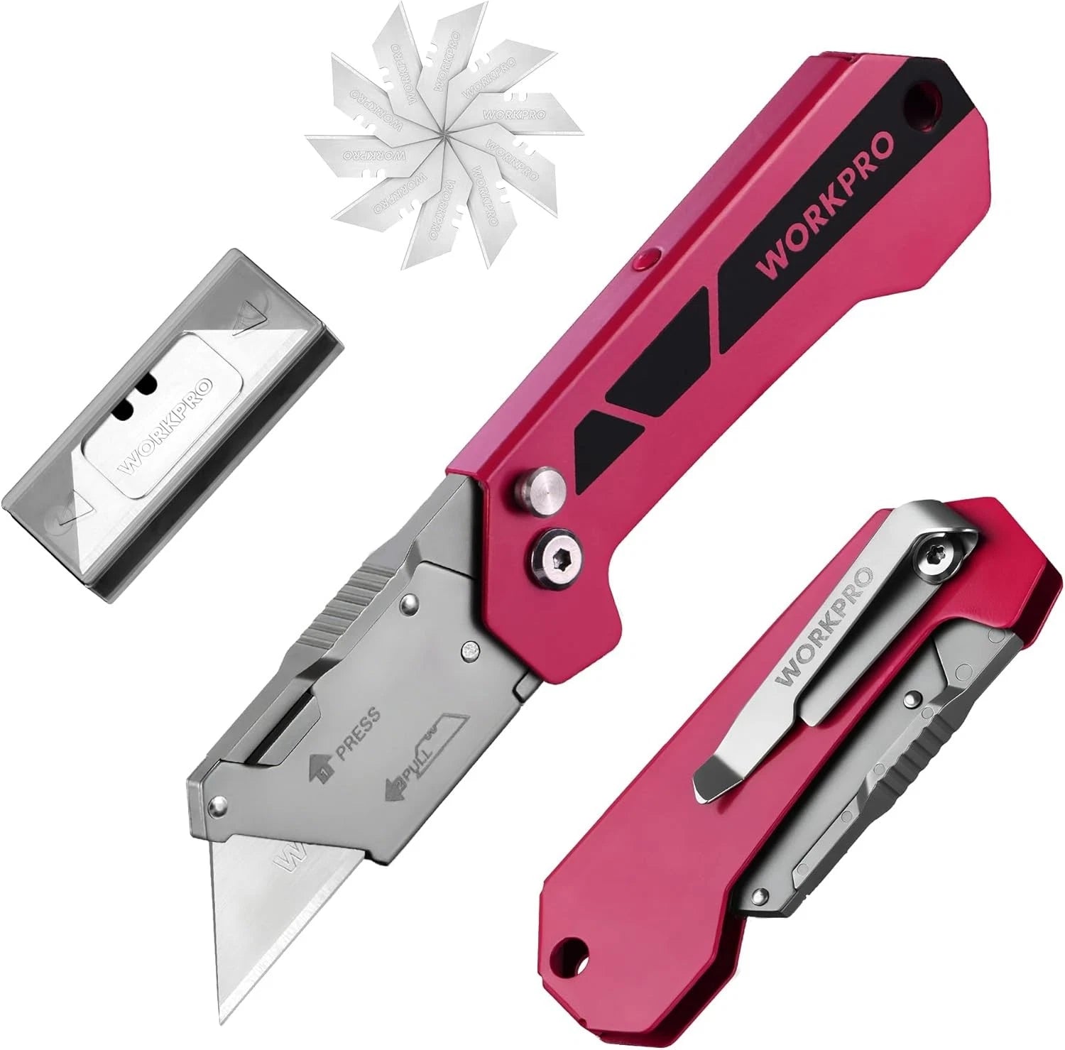 Workpro Pocket Folding Utility Knife Box Cutter Quick Open Axis Lock