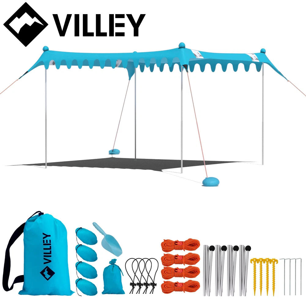 VILLEY 11×10FT Beach Tent Sun Shelter UPF50+Protecti<wbr/>on Portable Sun Shade 4 Pole