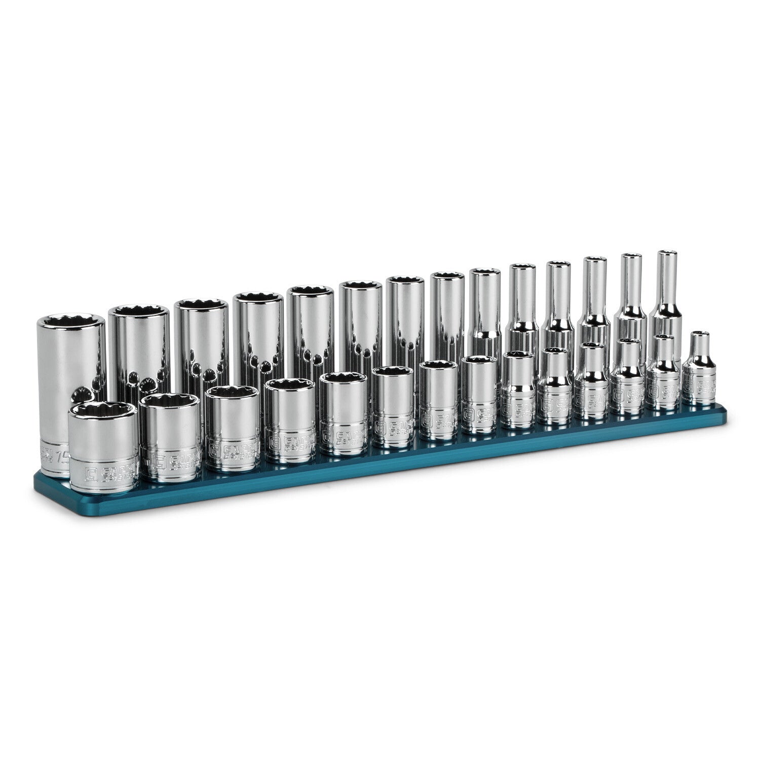 Capri Tools 1/4 in. Drive 12-Point Socket Set w. Rail, 4-15 mm, Metric, 28-PieceOpens in a new windo