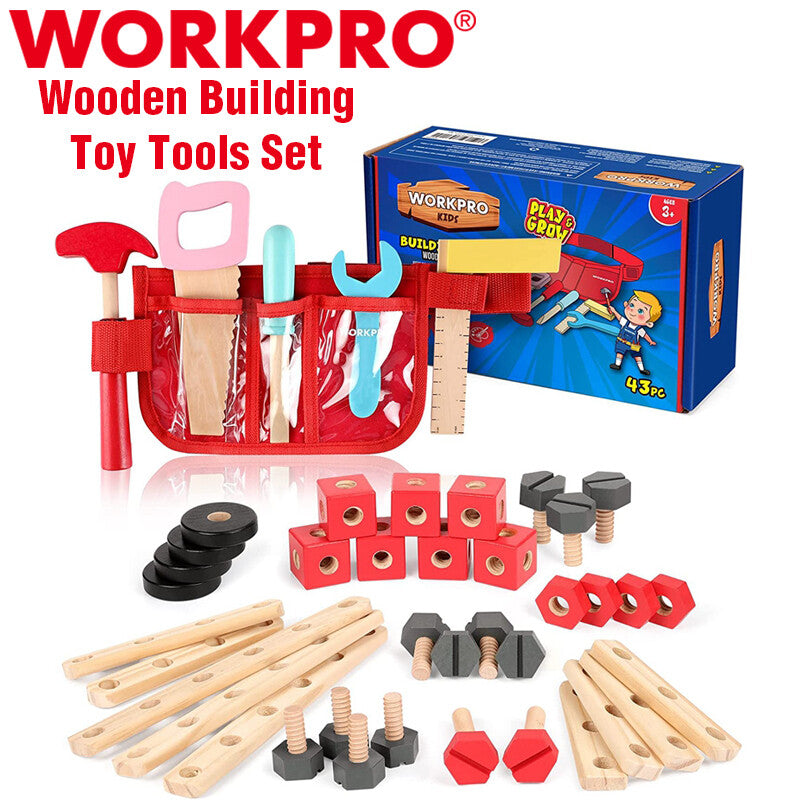 WORKPRO 43PC Wooden Building Toy Set by WORKPRO