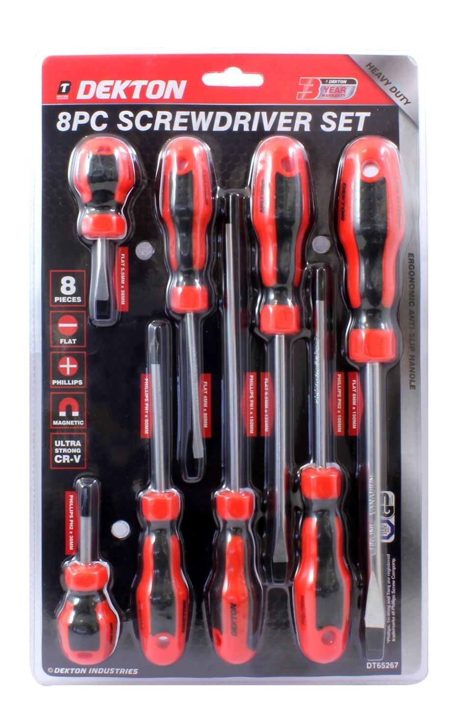 8pc Screwdriver Set - Flat & Phillips