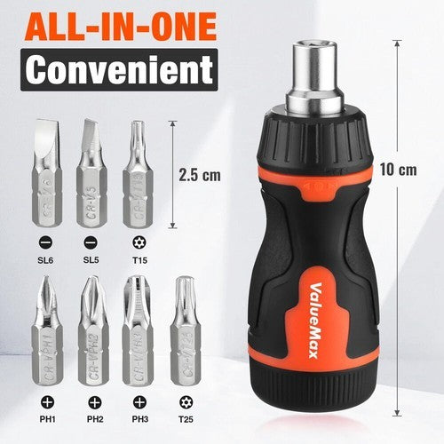 ValueMax 8-in-1 Stubby Ratcheting Screwdriver by ValueMax