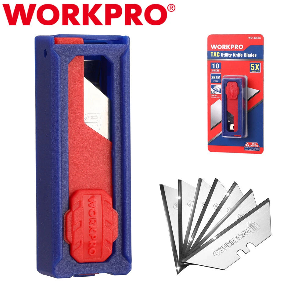 WORKPRO 10PC Premium Utility Knife Blades TAC Diamond Coated SK2M Utility Blades
