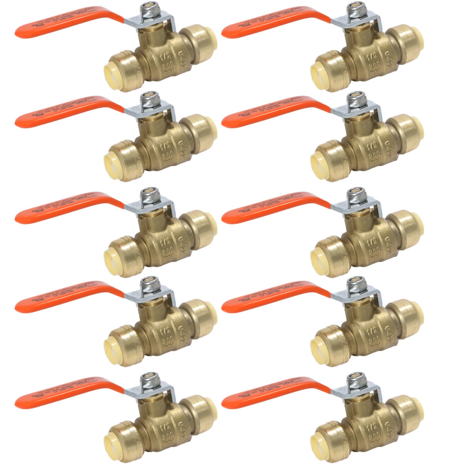 10 Pack XFITTING 1/2" Push Fit Ball Valve , Lead Free B