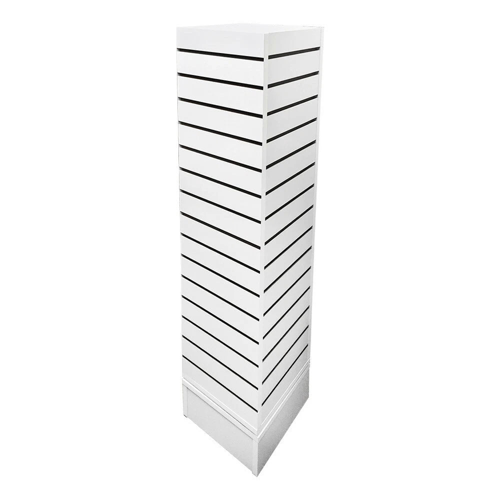 12 Inch X 12 Inch X 54 Inch White Revolving Slatwall 4 Sided Rotating
