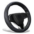 Matte Grain Texture Diamond Pattern Stitch Steering Wheel Cover Blue