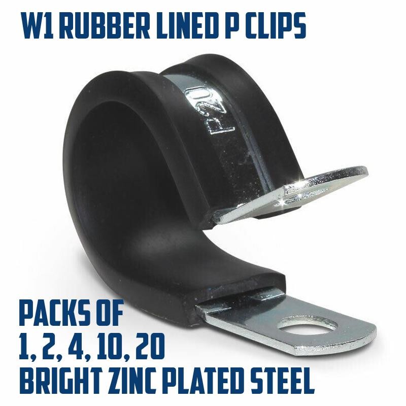 P Clips Rubber Lined Hose Clamps Zinc Plated Pipe Wiring Cable Mounting ConduitO