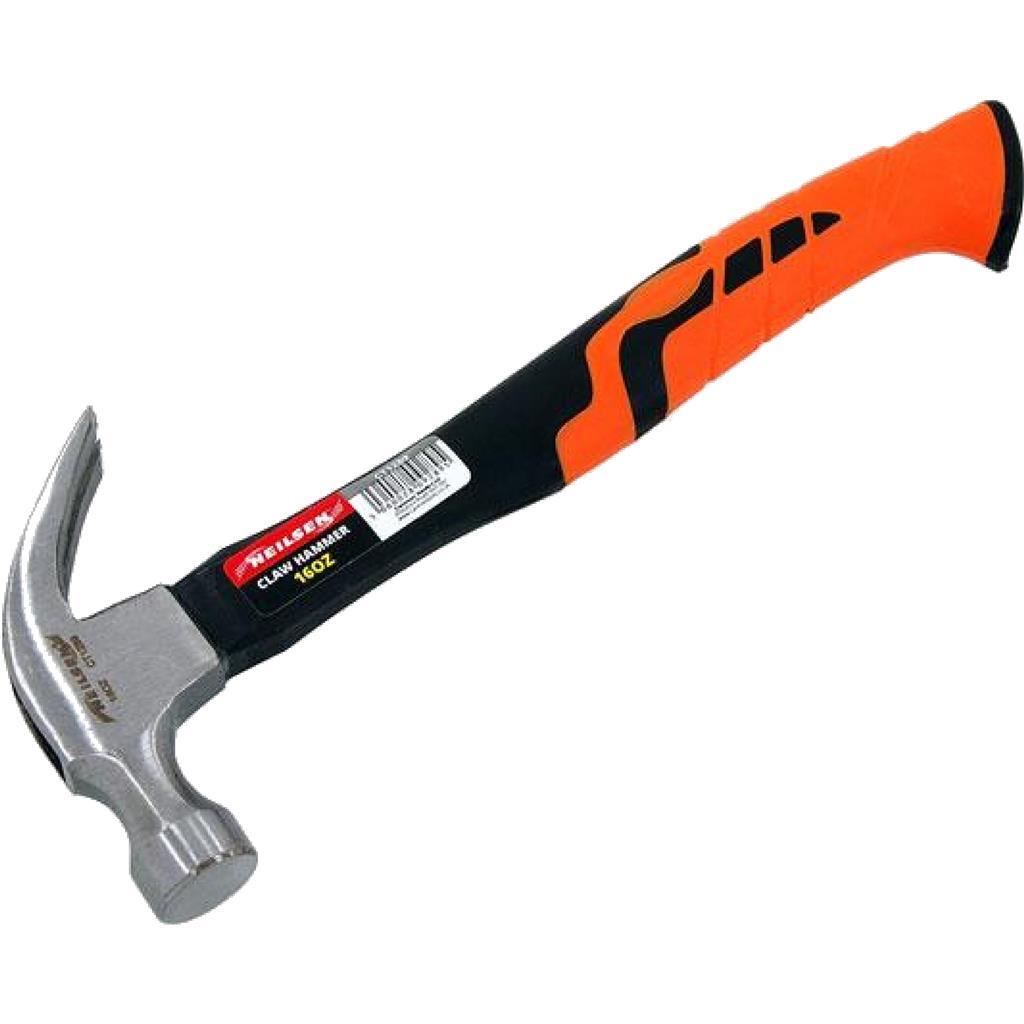 Neilsen 16oz Claw Hammer Fibreglass Rubber Grip Hardened Steel HeadOpens in a ne