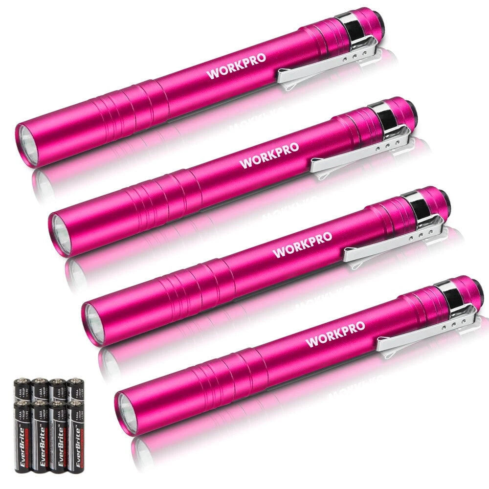 Workpro Led Pen Light Aluminum Pen Flashlight Pocket Flashlight 8aaa