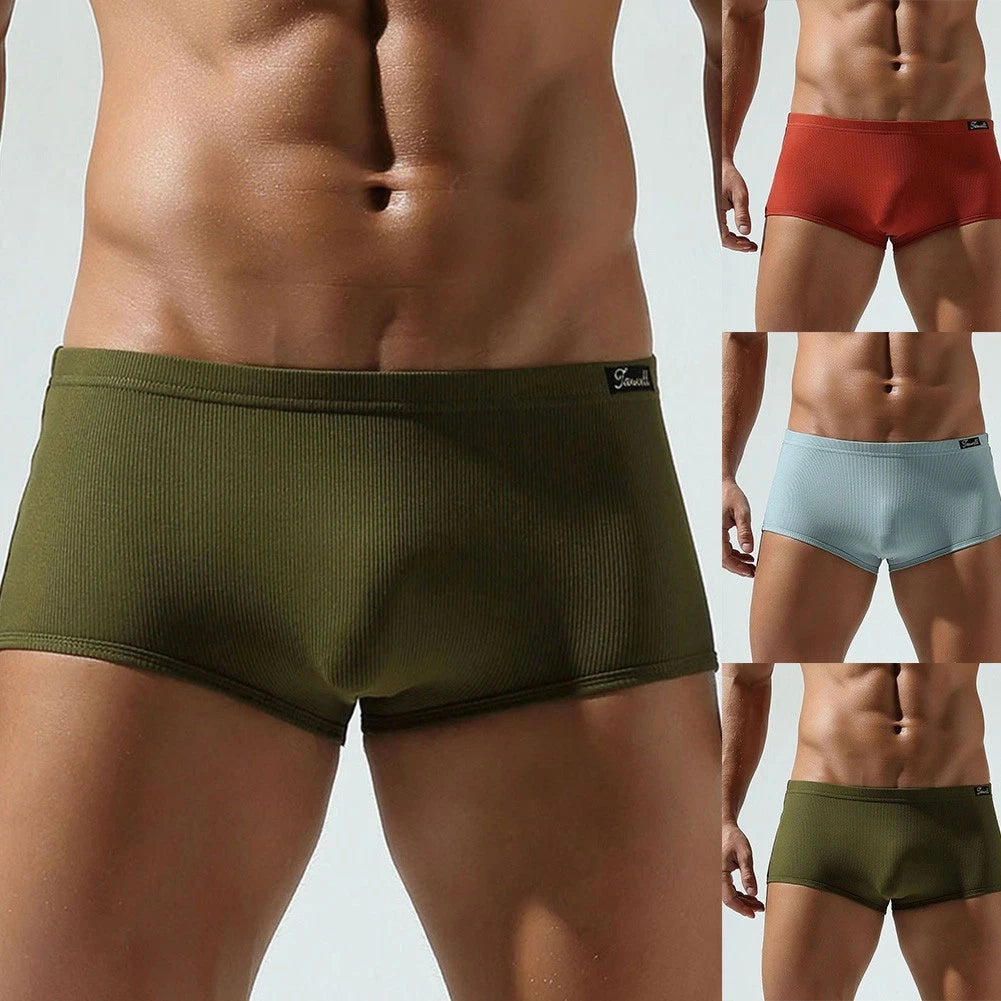 High Stretch Men's Boxer Briefs Solid Color Underpants Comfortable Fit