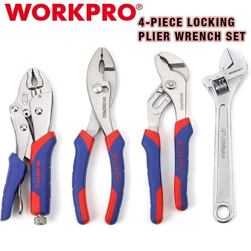 Workpro Locking Pliers Set 4PCS Slip-Joint Groove Joint Pliers