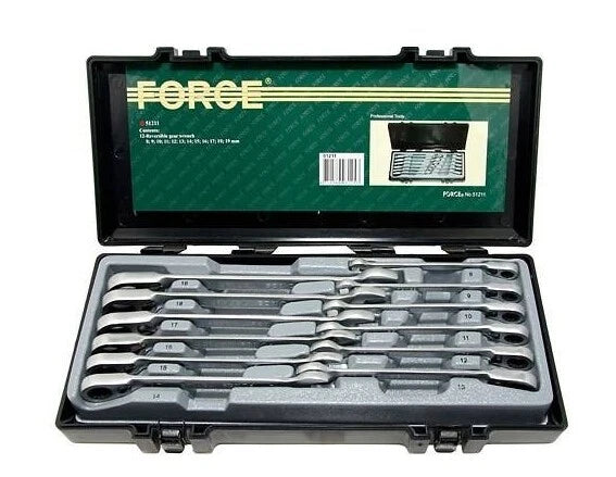 Force 51211 Reversible Gear 8-19mm Two Way Ratchet Spanner Wrench Set