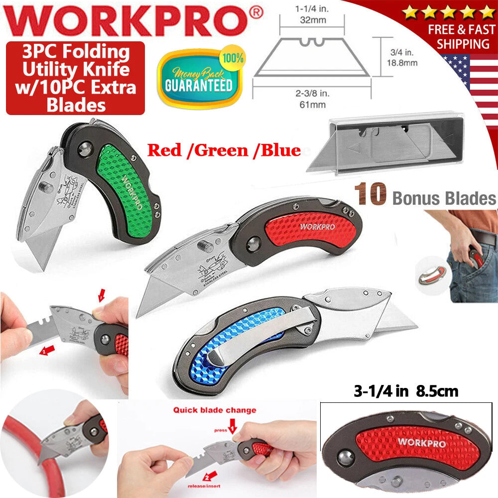 Workpro Folding Utility Knife Quick Change Belt | Built Supply Co
