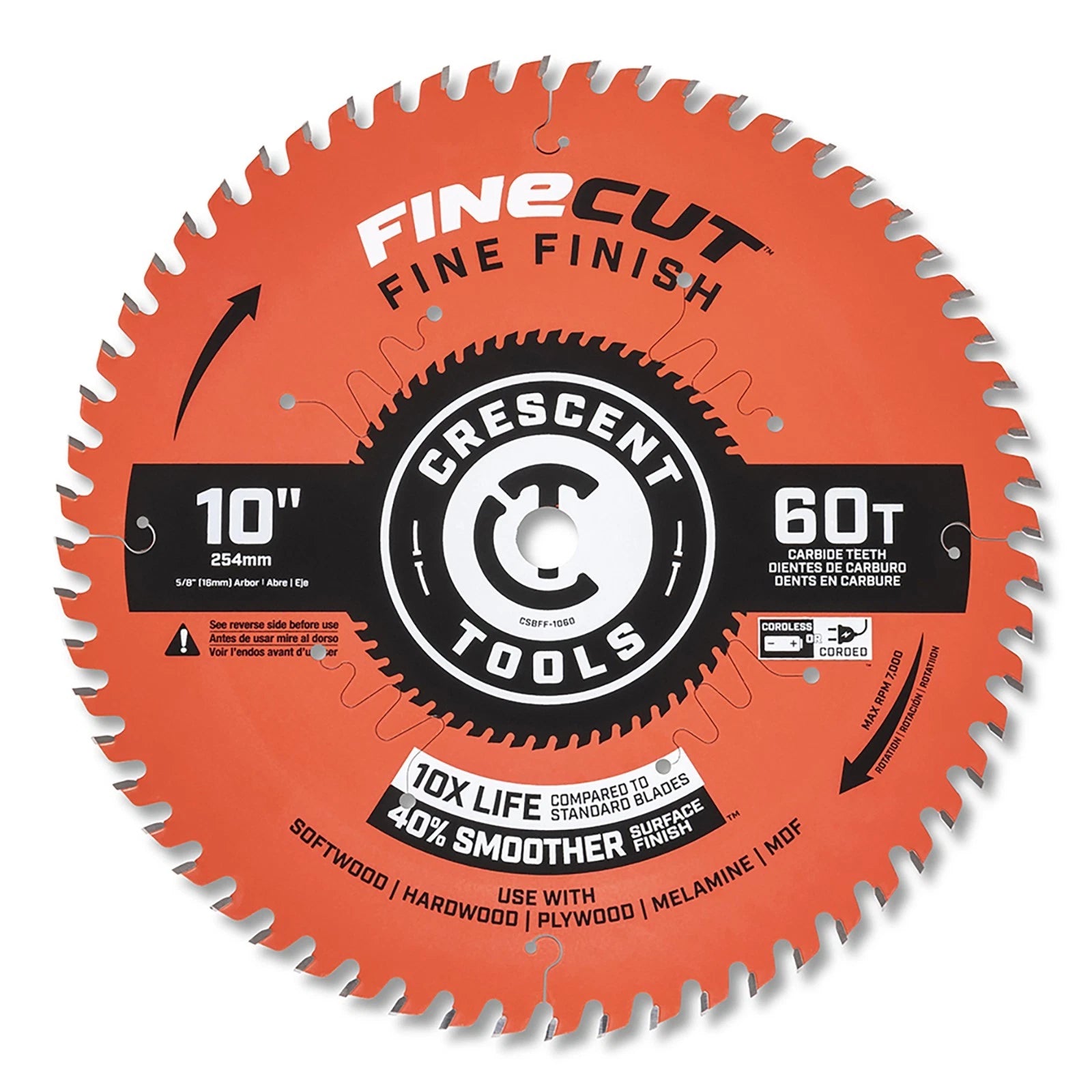 Crescent Csbff-1060 10" X 60-tooth Finecut Fine Finishing Circular
