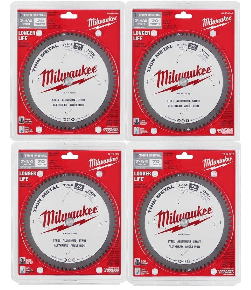 4 Milwaukee 7-1/4" Metal Cutting Circular Blade