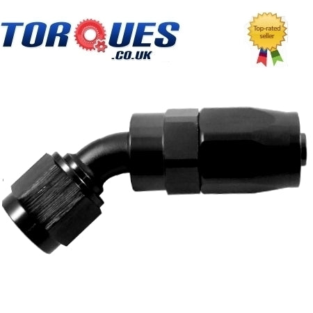 An-6 120 Degree Ultraflow Ptfe Hose Fitting Black