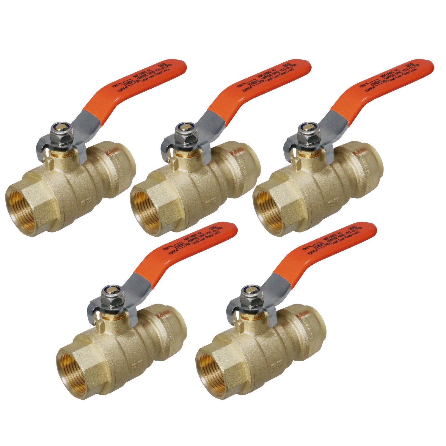 5 Pack XFITTING 3/4" Push Fit Female Ball Valve, Push t