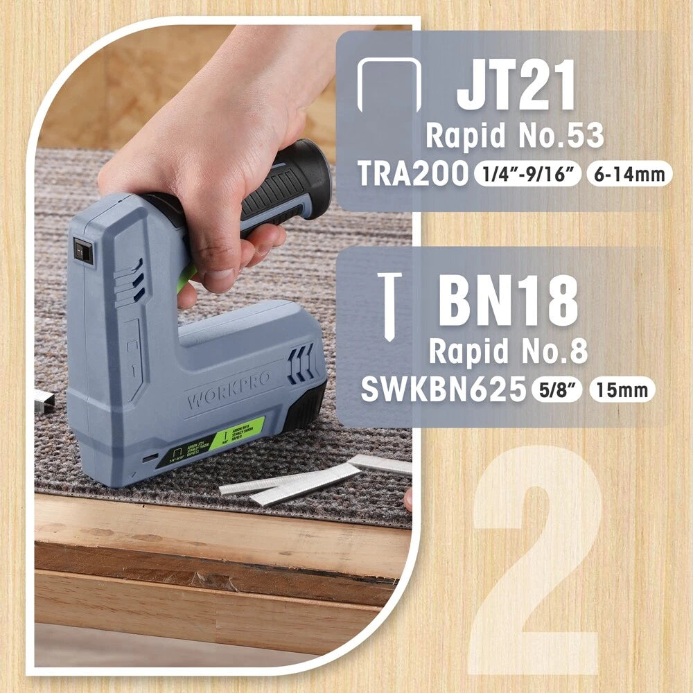 3.6V Electric Cordless 2-in-1 Staple Nail Gun Usb Charger Cable 2000