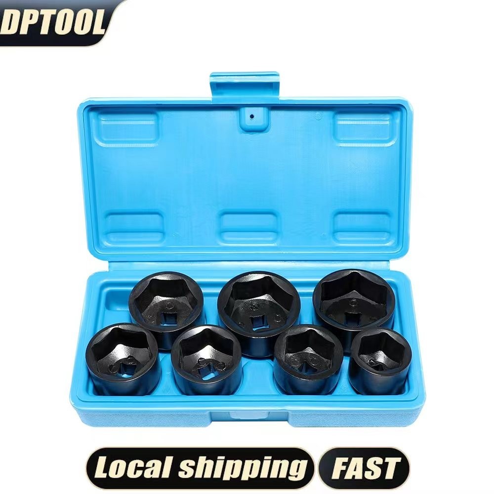 7PC Oil Filter Socket Wrench Set 3/8" 6pt 24-38MM