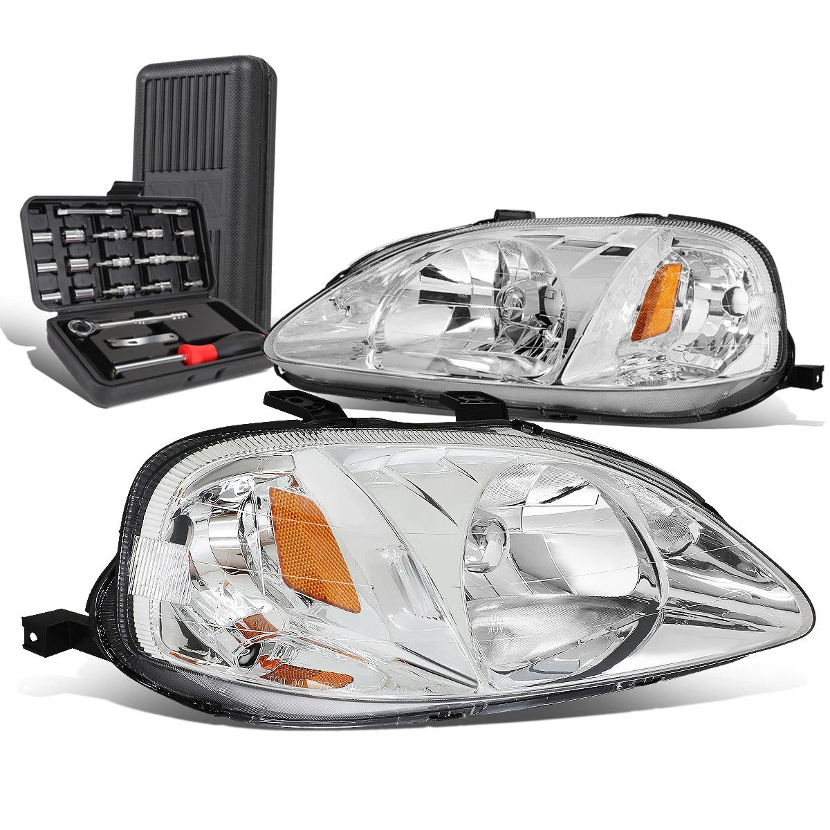 For 1999-2000 Honda Civic Pair Chrome/amber Signal | Built Supply Co