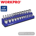 WORKPRO 1/4-Inch Metric Magnetic Socket Organizer Hold 26PC Standard