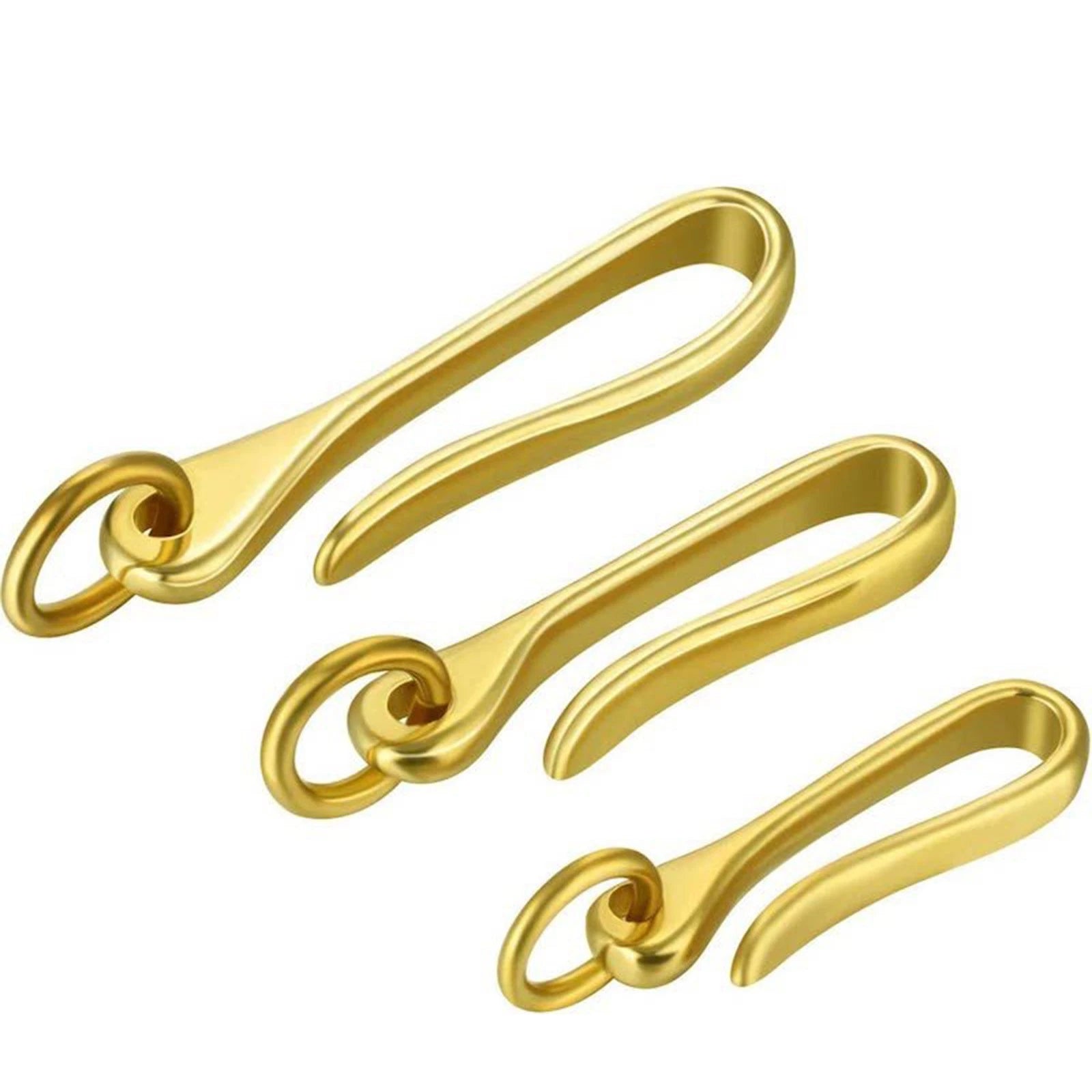 S/m/l Retro Solid Brass Keychain Key Ring Belt U Hook Wallet Chain