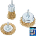 Bluespot 3pc Rotary Brass Steel Wire Brush Set by Bluespot