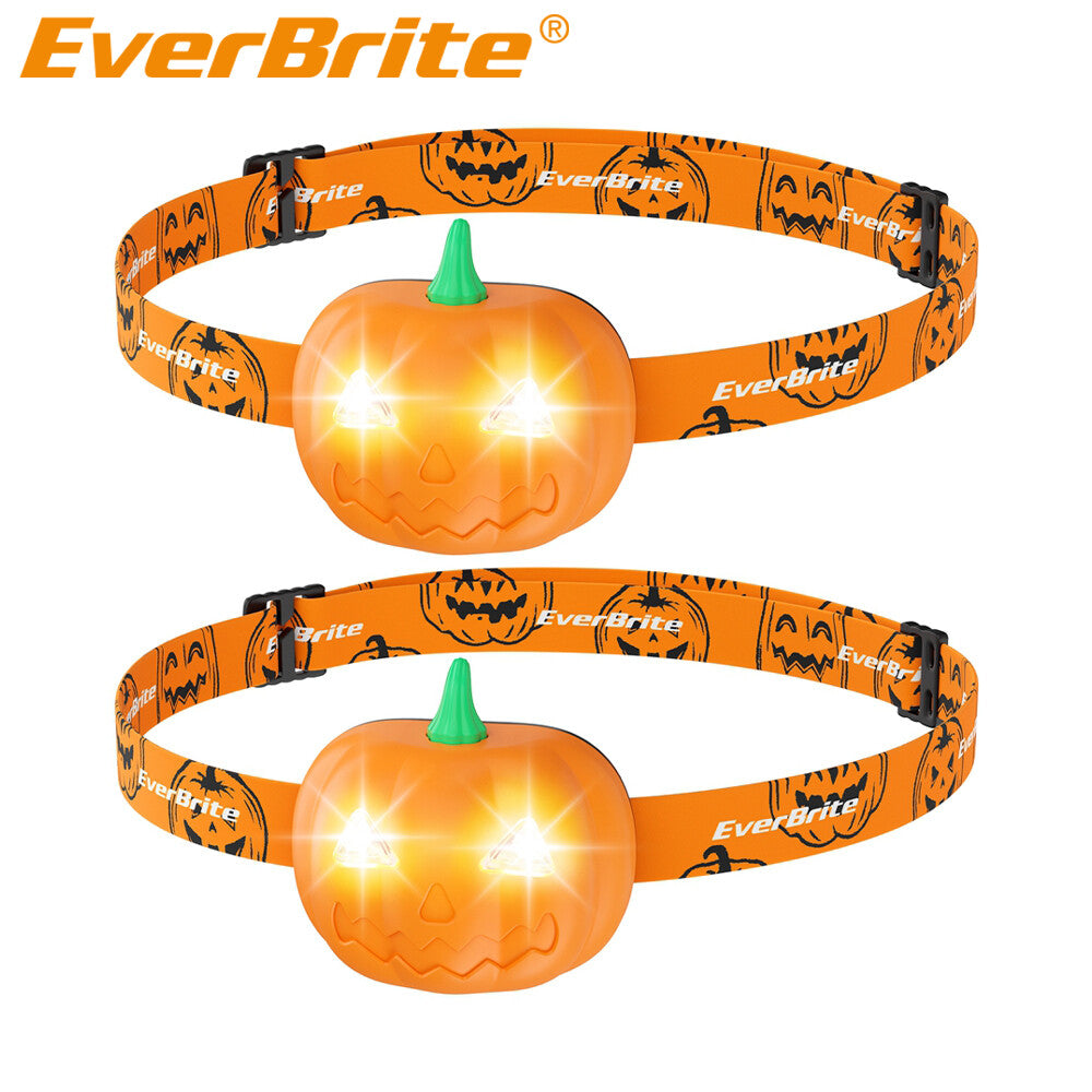 EverBrite 2Pack Halloween Pumpkin Headlamp 2 Modes LED Head Lamp