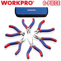 WORKPRO 6PIECES Mini Plier Set Diagonal Long Nose Bent Nose Linesman Needle Nose