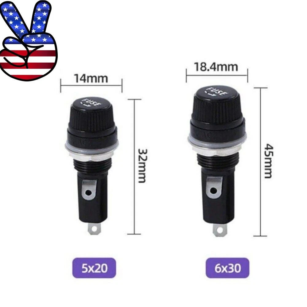 Us 5/ Panel Mount Screw Cap Fuse Holder Case 5x20mm 6*30mm Glass Tube
