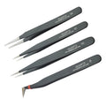 Tweezers Set Of 4 – Black Epoxy Coated | Anti-magnetic | Oo, 2a, 3c,