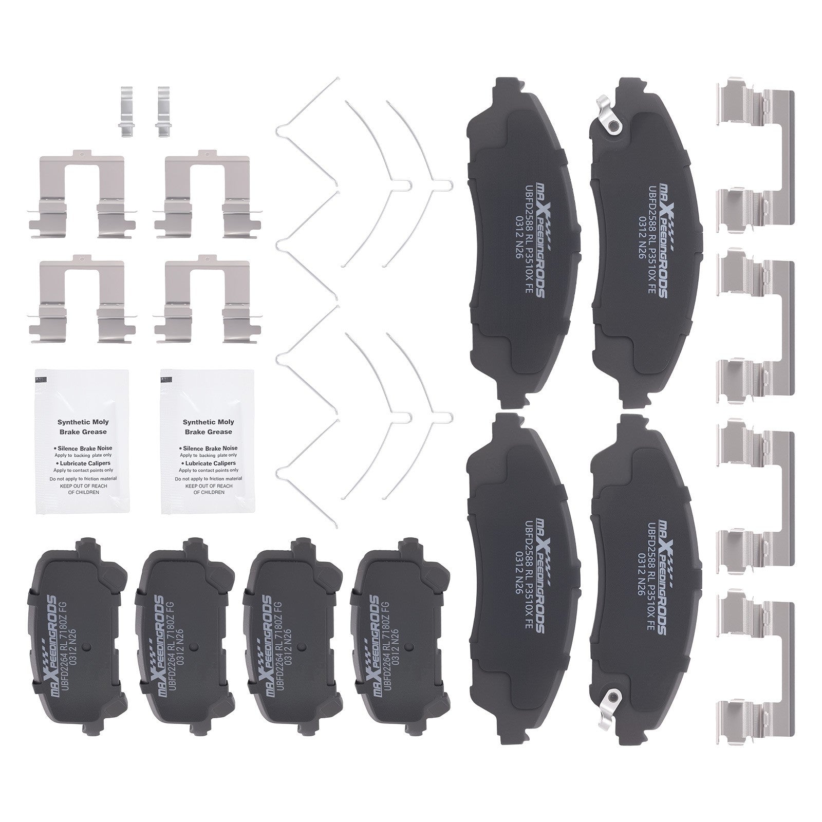 Front Rear L&R Brake Pads Set for Acura MDX 2014-2016 Honda Pilot