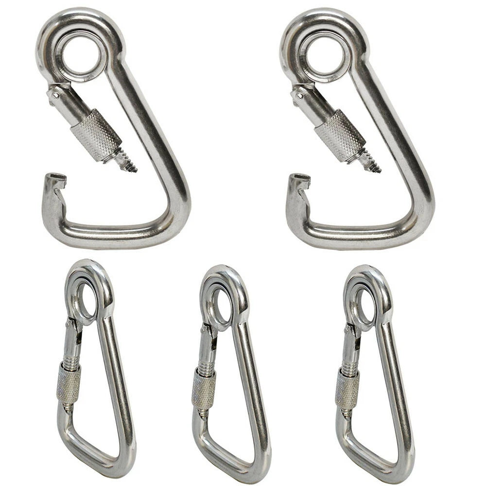 Carabiner Spring Snap Hook W/ Eyelet And Screw Nut Stainless Steel