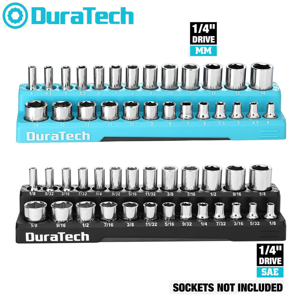 DURATECH 2PCS 1/4" Drive Magnetic Socket Organizer Set Socket Holders