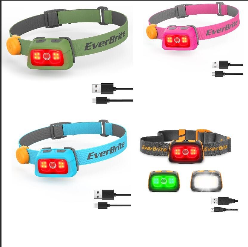 EverBrite Rechargeable Headlamp Head Lights 7 Lighting Modes Memory