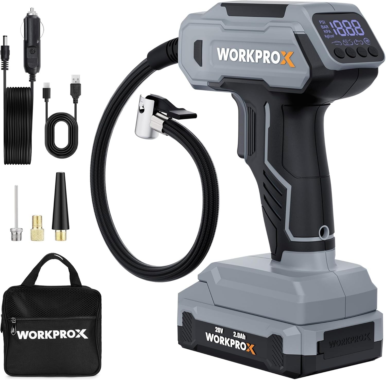 WORKPRO 150PSI Cordless Tire Inflator Portable Air Compressor